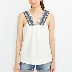 J.Crew White and Navy embroidered tank
